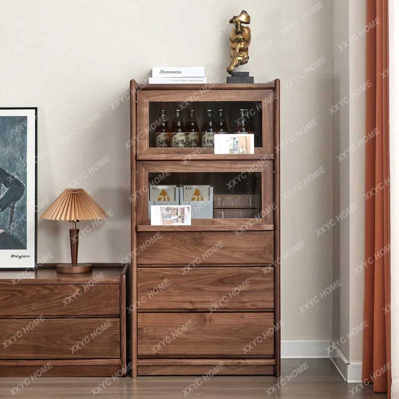 

Black walnut dining side living room solid wood TV sofa stand cabinet storage kitchen