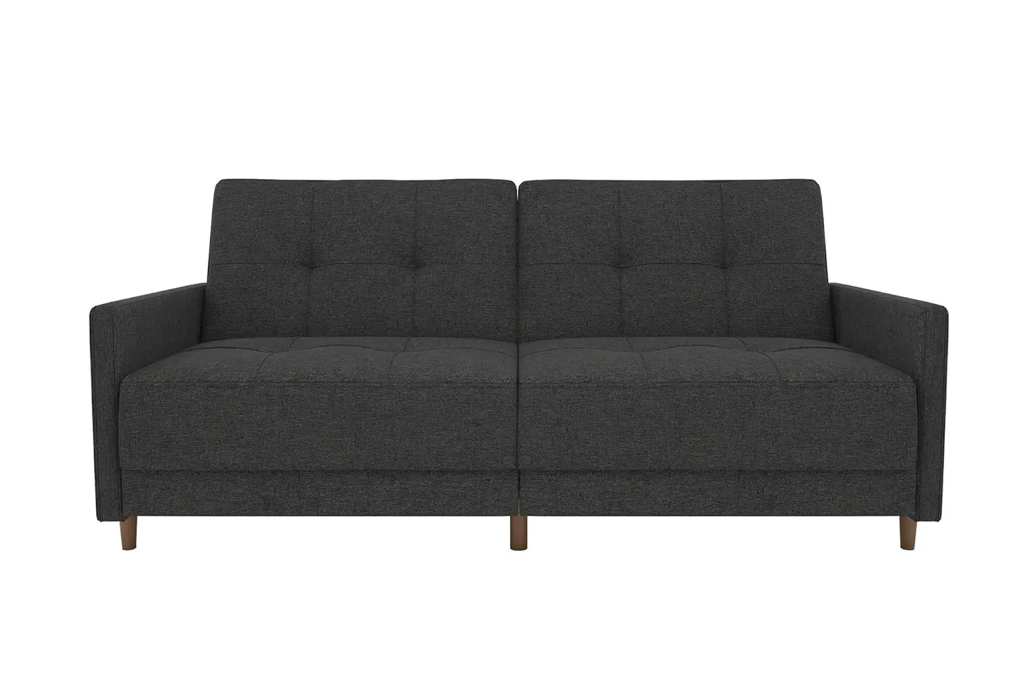 

Andora 76 Inch Futon Sofa Bed, Modern Upholstered Couch Sleeper with Button Tufted Back and Seat, Dark Gray