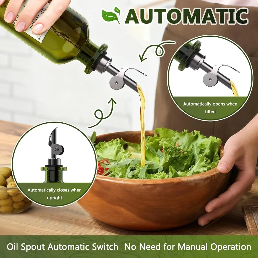 Oliedispenser voor keuken 12oz 350ml Set van 2 extra dikke food grade glazen olijfolie dispenserfles met reinigingsborstelstick