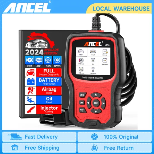 Ancel 차량 코드 리더 전체 시스템 진단 스캔 도구, VW 아우디 스코다 시트용 EPB ABS DPF TPMS 오일 리셋, VD700 OBD2 스캐너