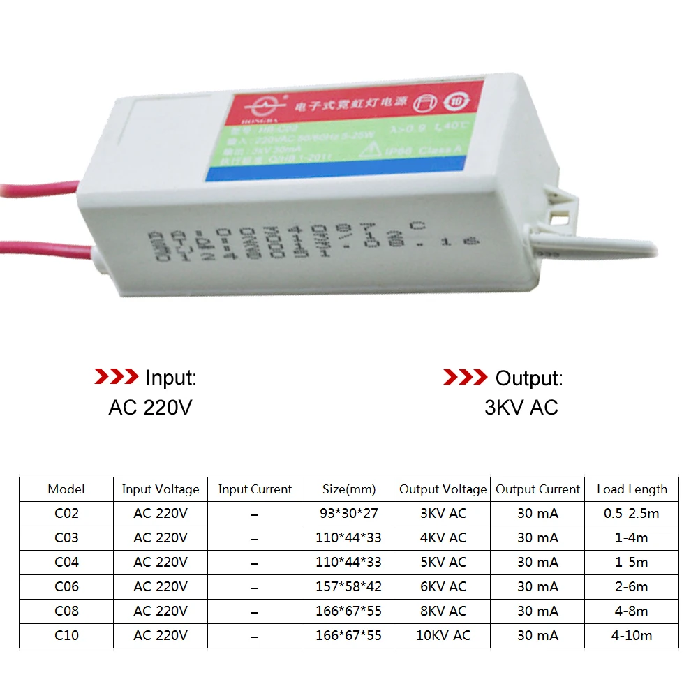 220v to 3/4/5/6/8/10KV  Lighting Transformer for Neon Lamp Switching Power Supply for Led Neon Lights