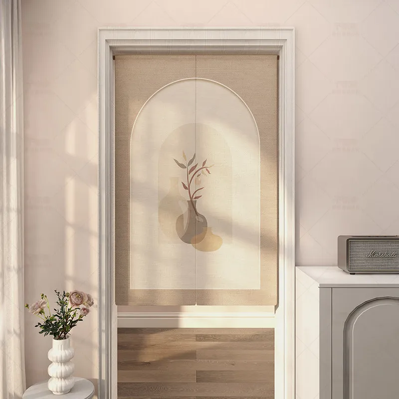 VIKAMA American-Style Door Curtain Bedroom Divider Curtain Minimalist No-Drilling Half-Curtain Kitchen Privacy Screen Home Decor