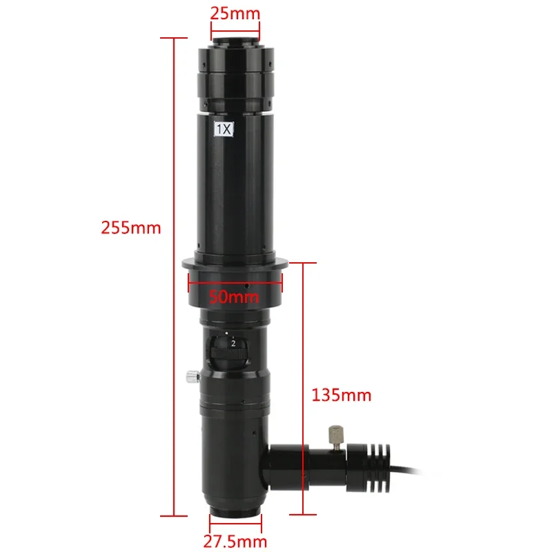 HD Optics 180X 300X Coaxial Point Light Monocular Microscope Continuous Zoom C-mount Lens 50mm Ring