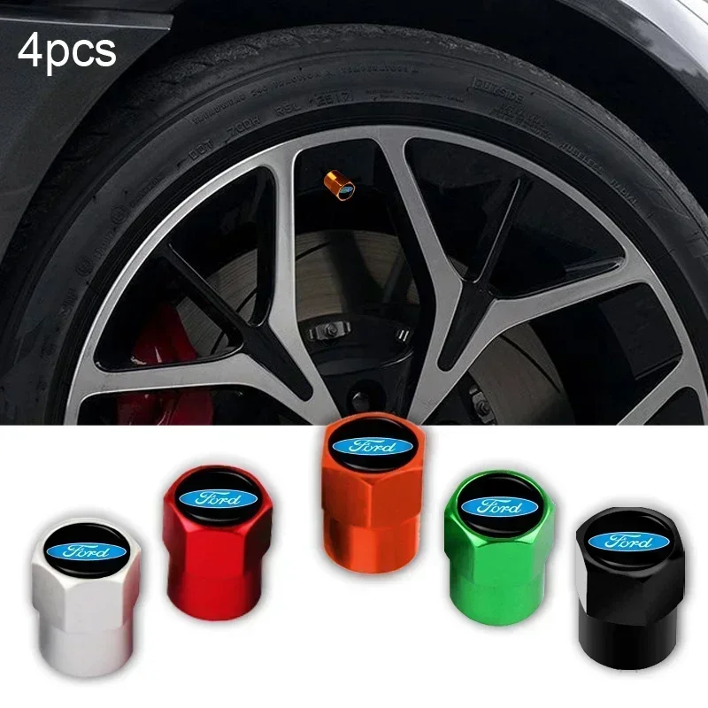 4pcs Car Tire Valve Cover Hexagonal Alloy Valve Stem Air Dustproof For Ford Fiesta Focus F150 Fusion Mustang Kuga Mk2 Mk3 Mk7