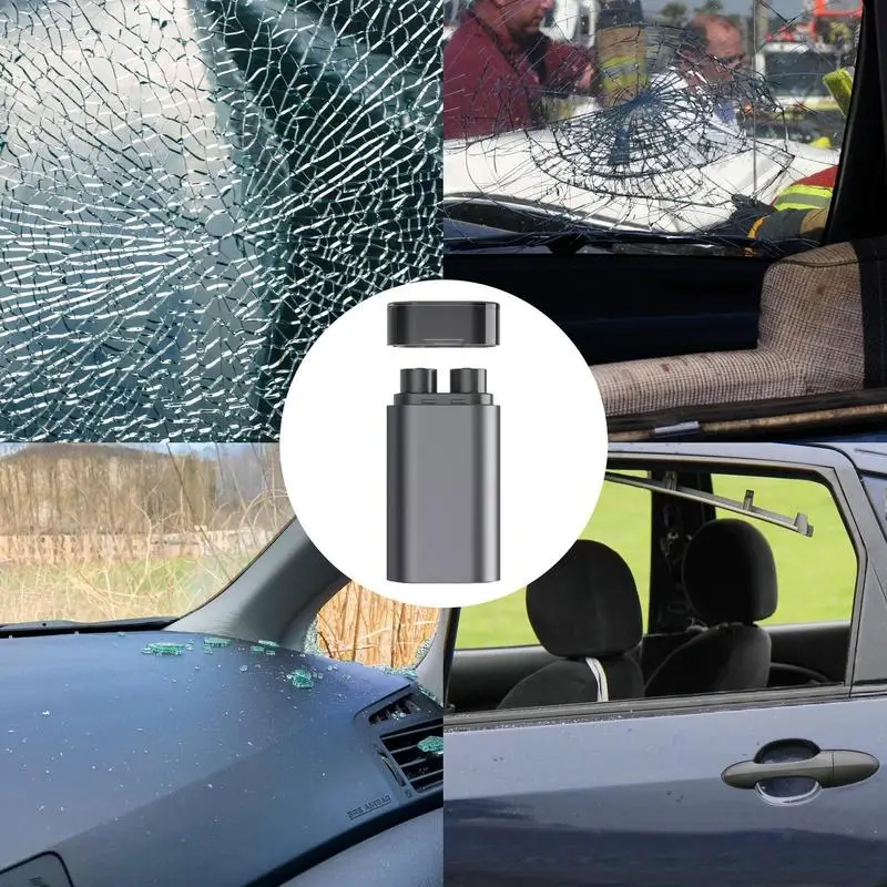 2 In 1 Dual-Hamer Antislip Legering Auto Veiligheidshamer Gordelsnijder Met Auto Telefoonnummer Kaart Auto Ruit Breker Tool Escape