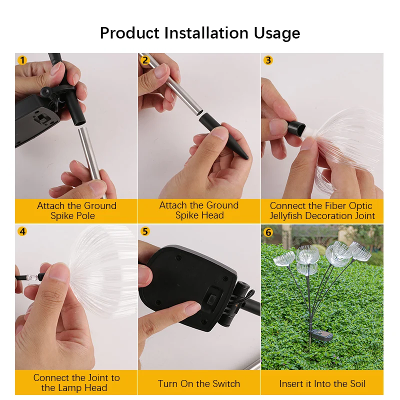 Luce solare per meduse da esterno 2 pezzi, luci da percorso, lampada a LED in fibra ottica, per cortile, giardino, villa, prato, campeggio impermeabile