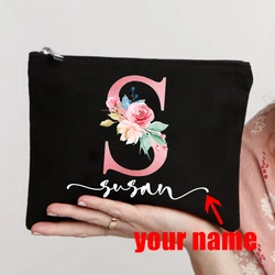 Bolsa de maquillaje personalizada con nombre y letras impresas, organizador de almacenamiento, bolsa de lavado, fiesta de boda, regalos de novia, organizador de cosméticos