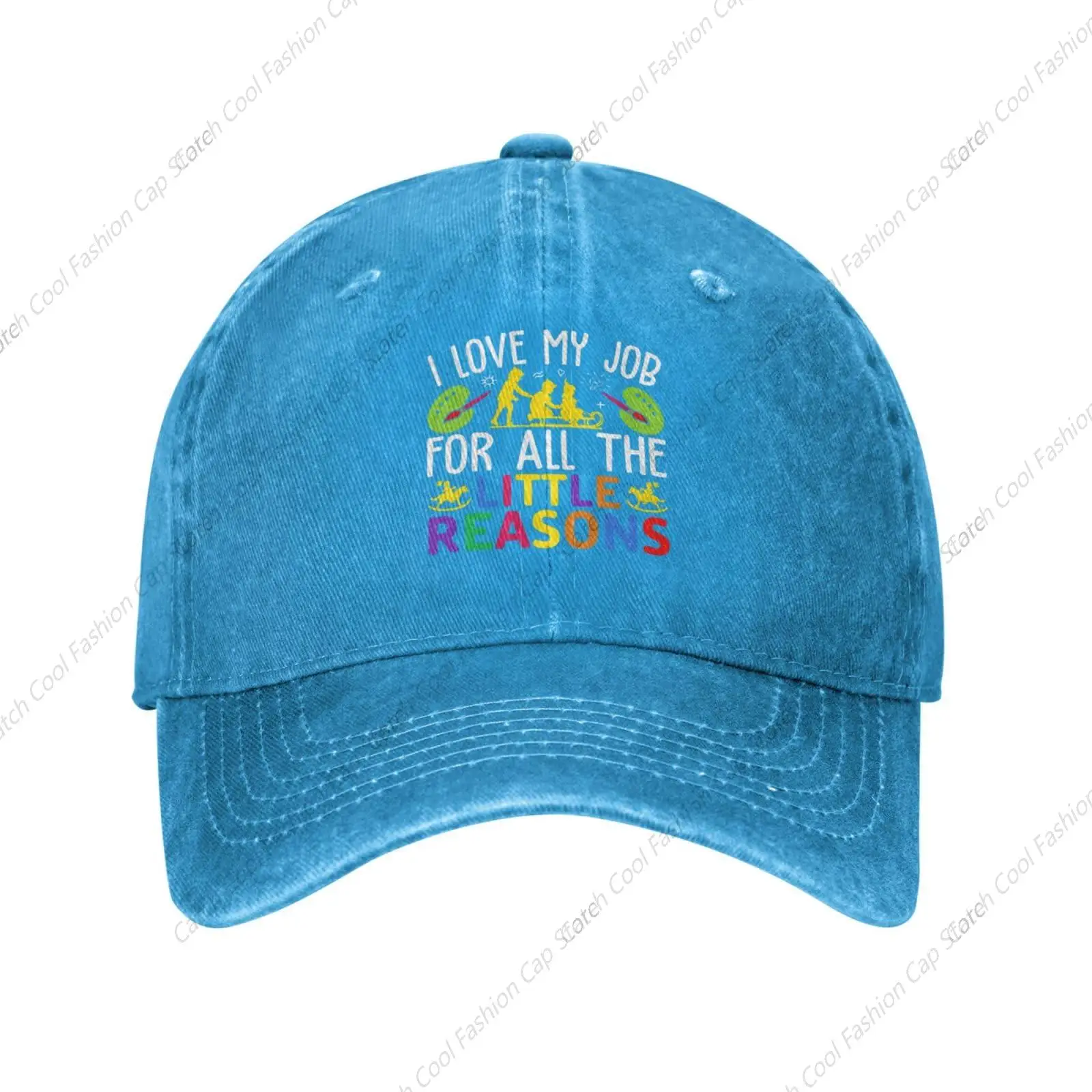 I Love My Job for All The Little Reasons Baseball Cap for Men Women Vintage Trucker Denim Hat Washed Cotton Fashion Unisex