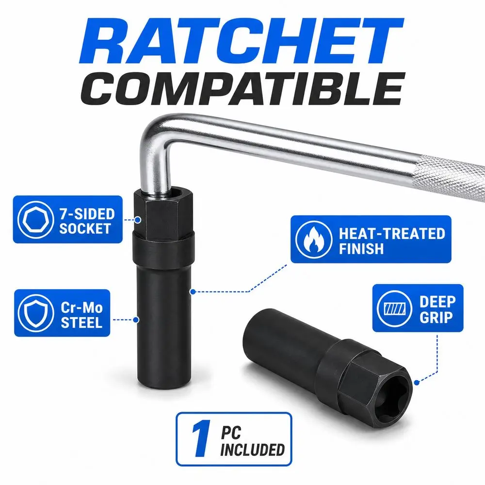 New Anti Theft Wheel Lug Cr Mo Steel Heat Treated Lug Nut Ratchet Compatible Black Finish Spline Tool Vehicle Accessories