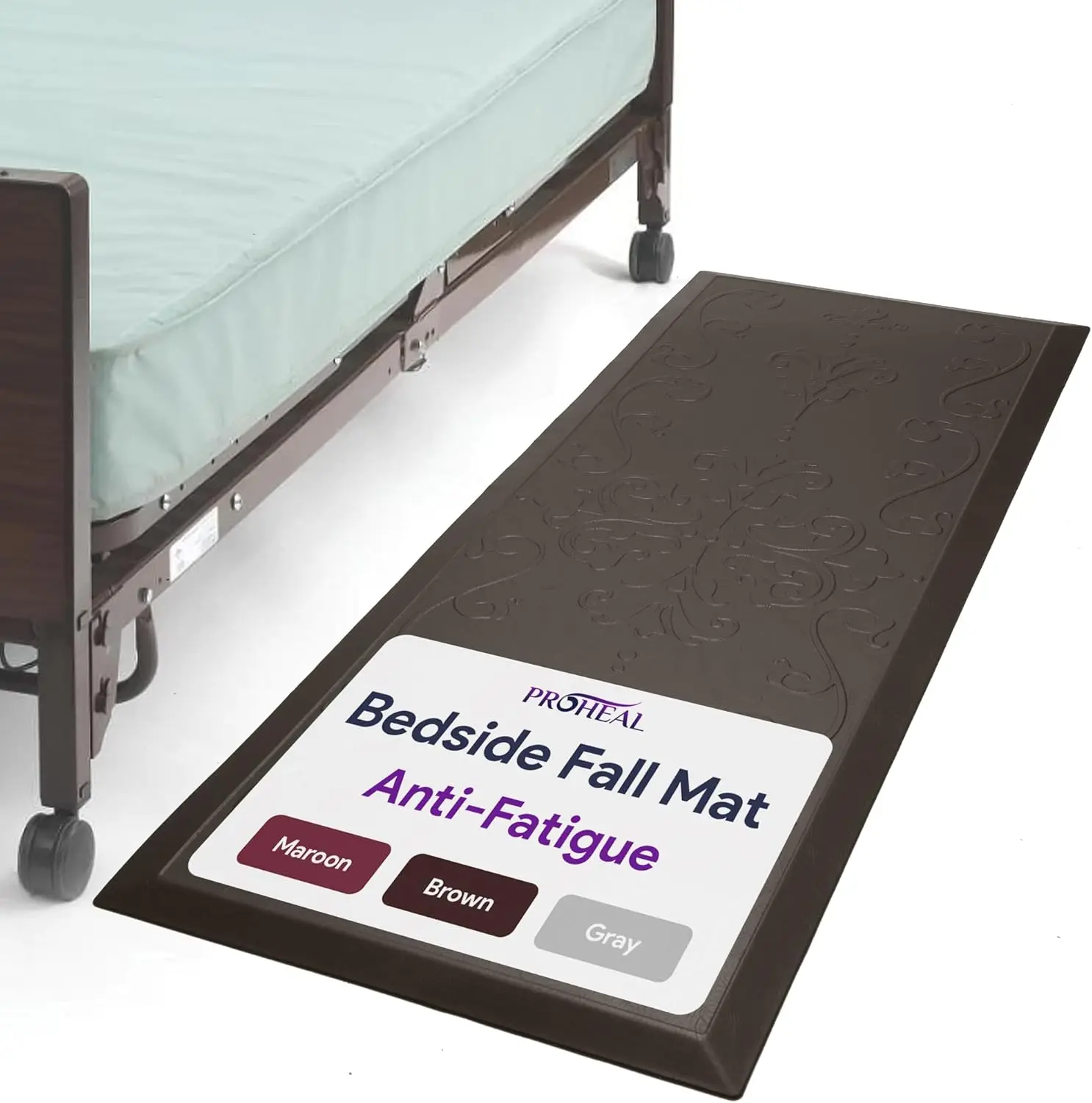 

Elderly Fall Prevention Mat - Non-Slip Bedside Safety Pad in Brown, 70x24x0.7 Inches