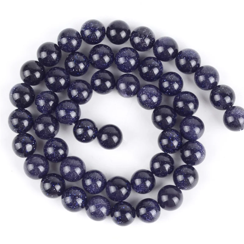 Starry Sky Natural Stone Blue Sandstone Beads 4/6/8/10mm Round Loose Beads For Jewelry Making DIY Bracelet Necklace Accessories