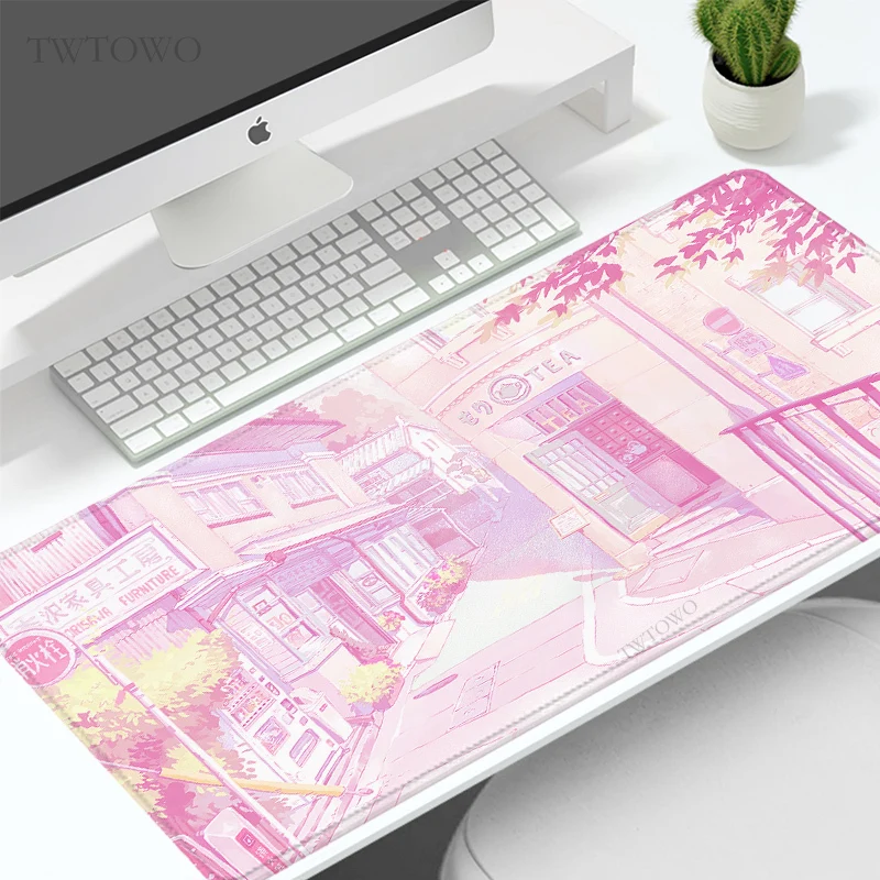 Mouse Pad Gamer Anime Pink Japanese Street XL HD New Computer Mousepad XXL Office Soft Computer Desktop Mouse Pad