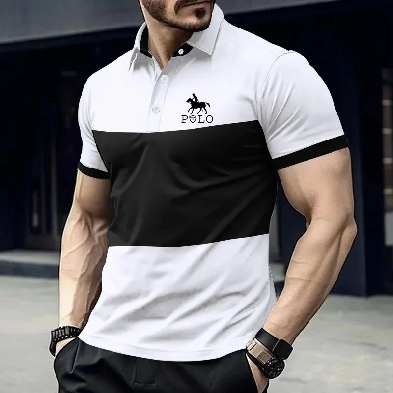 Men's fashionable casual sports short sleeved polo shirt