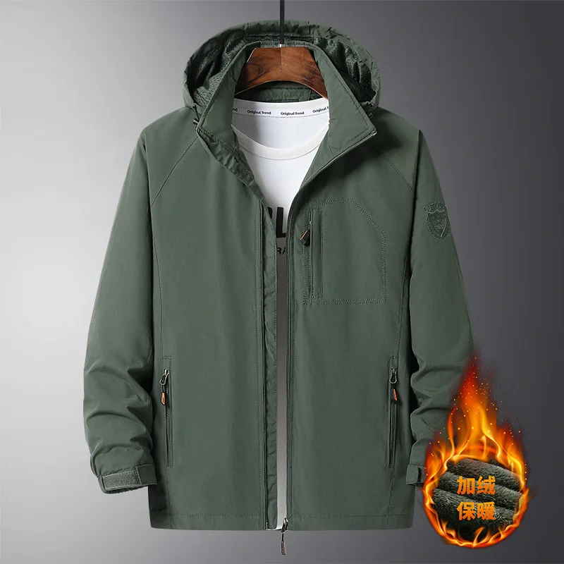 

Men's Oversized Hooded down Jacket Spring Autumn 2025 Thickened Casual Windbreaker Multi-Pocket Streetwear