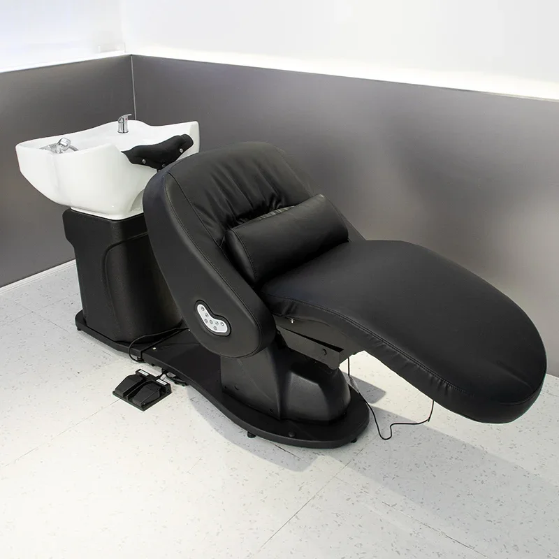 

Factory direct sales Comfortable Electric Hair Salon Backwash Unit Furniture Massage Hair Washing Bed Shampoo Chair With Bowl