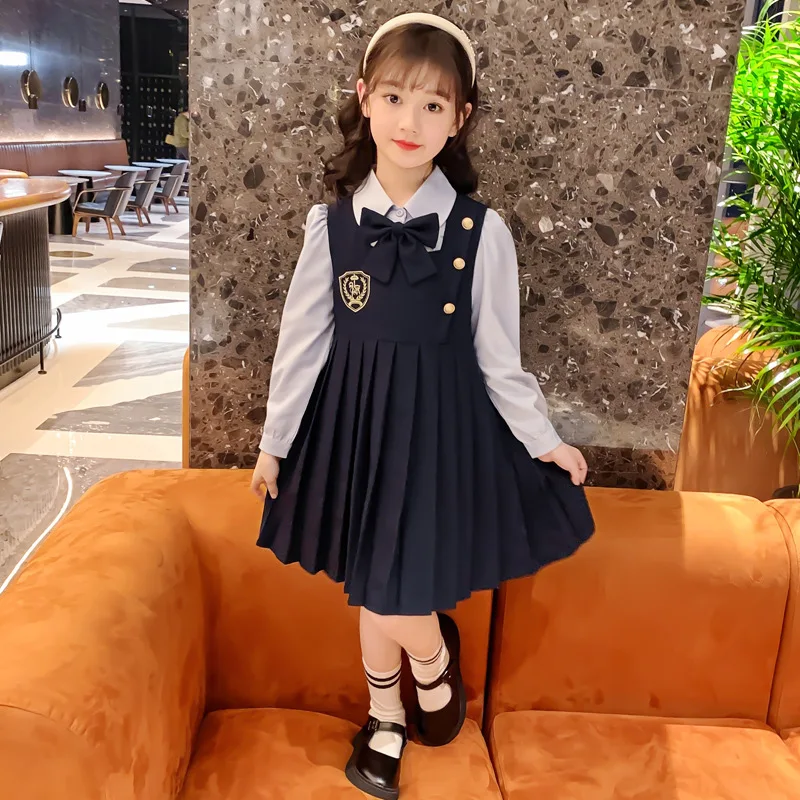 

Осень 2025 г., ткань Jk для девочек и мальчиков, униформа с бантом, блузка, рубашка, верхняя нижняя часть, юбка или короткие штаны, детский комплект, Корея, 8, 10, 12 лет