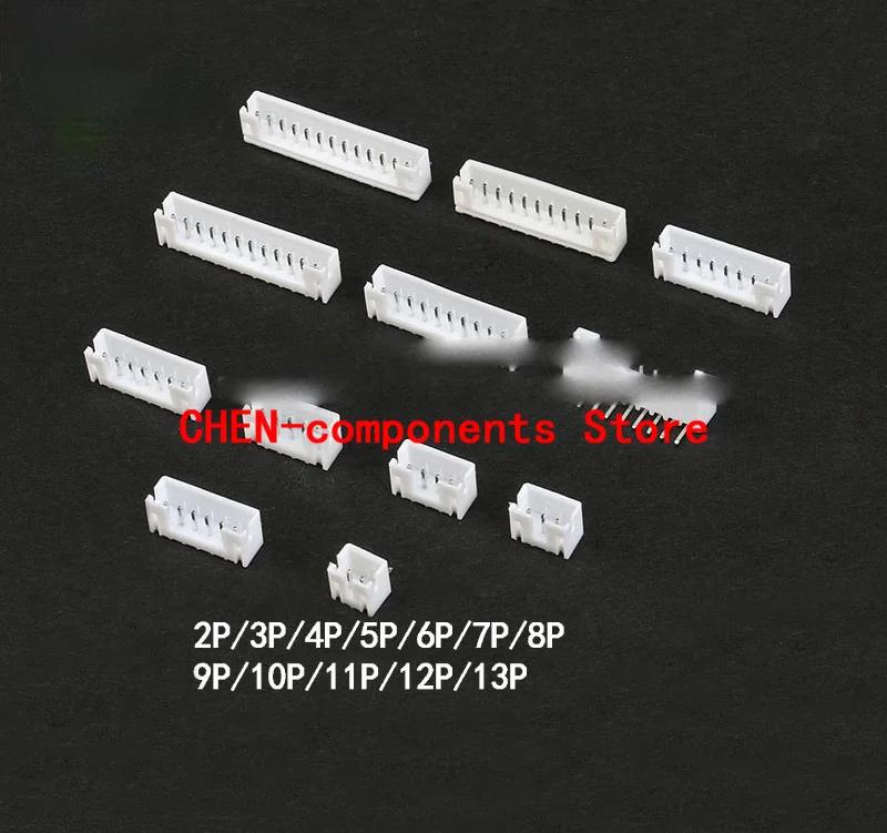 50PCS PH2.0 Curved needle Pin connector Header socket rubber shell 2.0MM connector 2P/3P/4P/5P/6P/7P/8P/9P/10P--13P