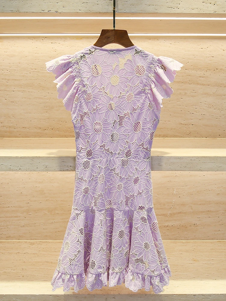 

SIVOS High-End Women's Daisy Fly Sve V-Ne Lace Dr Commute Sle High Waist A-Line ort Summer Dr without Sve