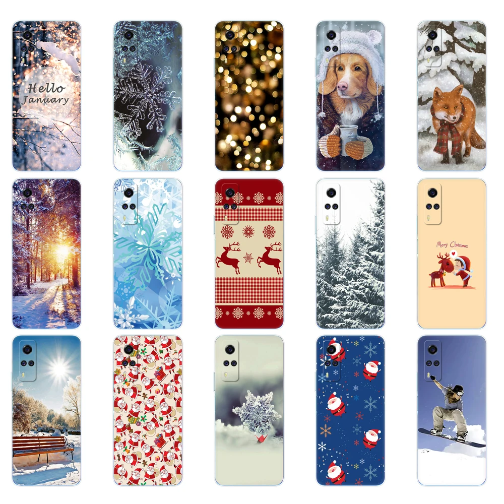 For vivo Y53s 4G Case For vivo Y51 2020 December Cover For Vivo Y51A 2021 Vivo Y51S 6.58inch winter christmas snow tree new year image 4