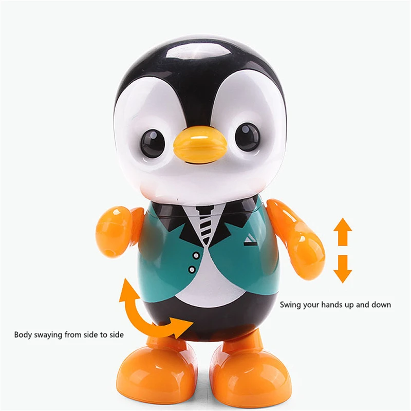 Brinquedos do bebê adorável inteligente swing dança pinguim early eq educação música e aprendizagem andando cantando piscando luzes led