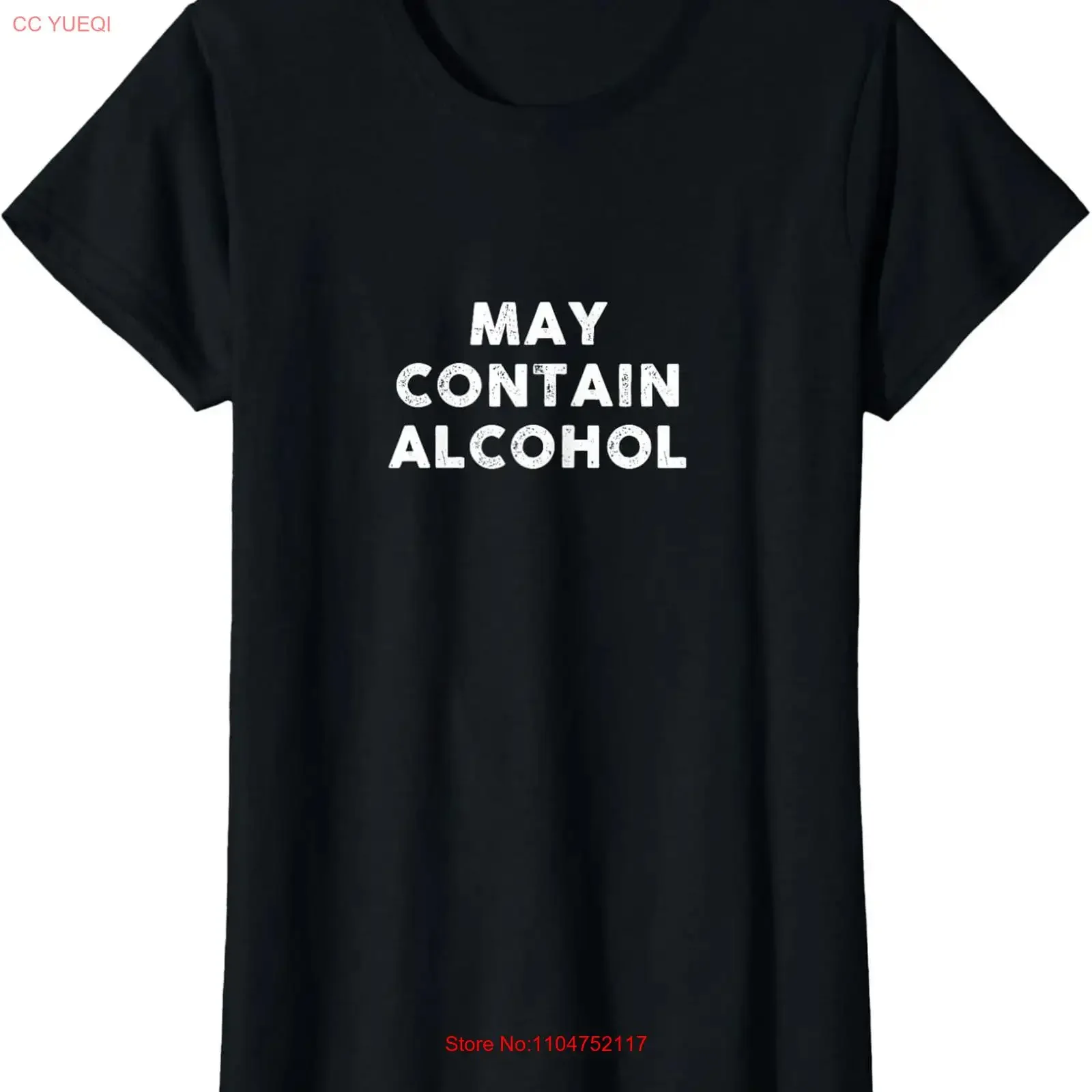 May Contain Alcohol Cocktail Drinking Funny Ladies' Crewneck T Shirt long or short sleeves vintage Washed Stylish