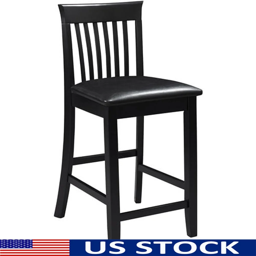

Wood Counter Stool Armless Chair Padded Seat Heavy Duty Kitchen Bar Stool Mission Style Stability Dining Room Furniture