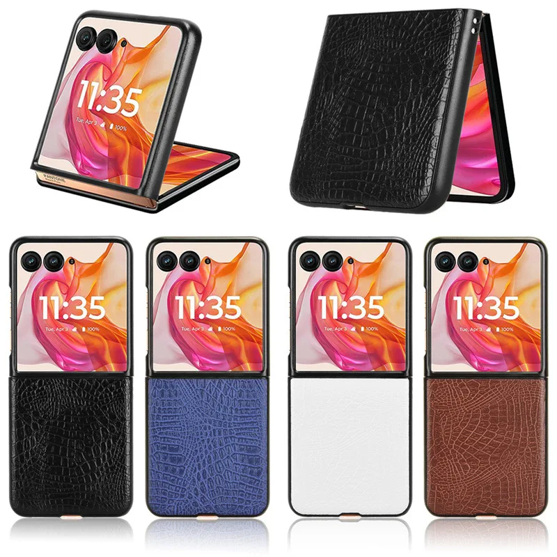 

For Moto Razr 60 Ultra 5G Flip Leather Retro Crocodile Texture Multi-slot case foldable Cover For Moto Razr 60 Ultra 5G Shell