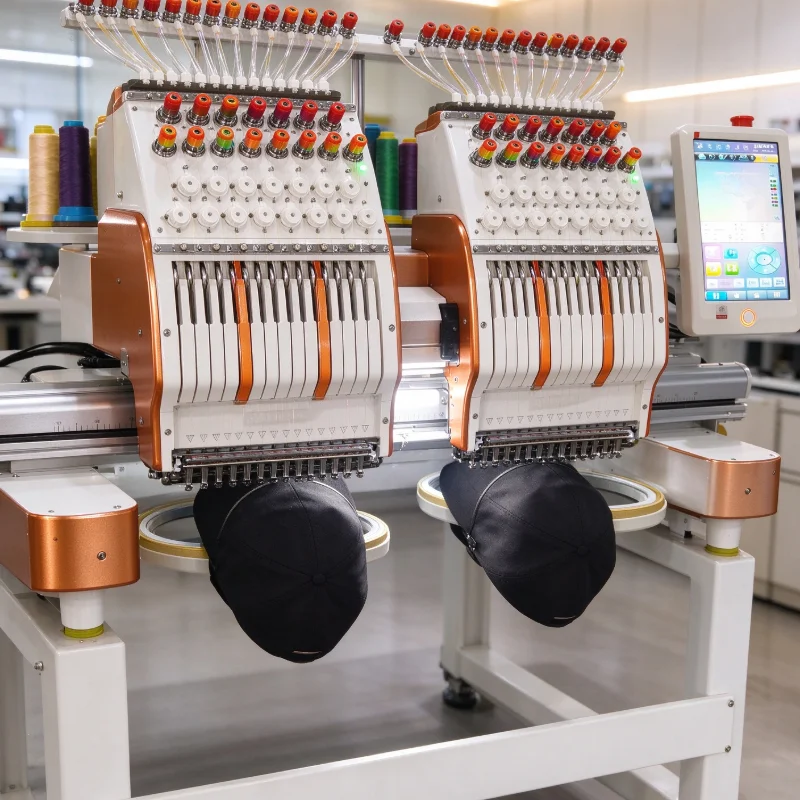 Customized Mass Embroidery Machine Computerized Multi Head 15 Needle Cap Embroidery Device for Textile Factory Usage