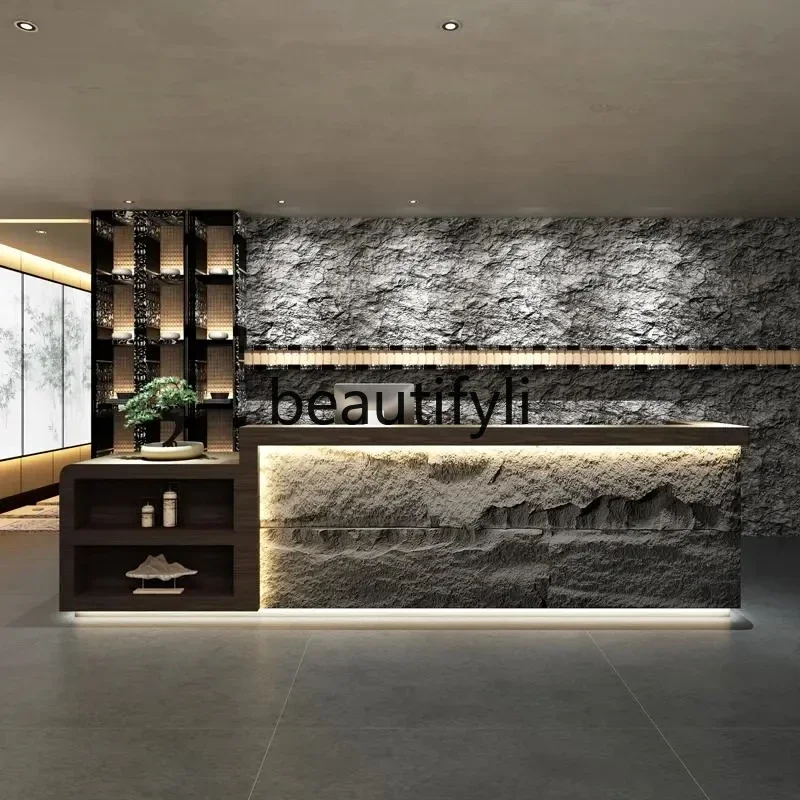 

A17 Chinese retro restaurant B & B reception desk Hotel checkout page Bar company front desk
