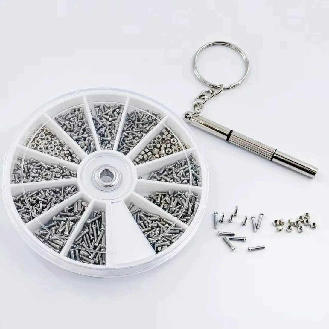 12 Kinds of Small Screws Nuts Assortment Kit M1 M1.2 M1.4 M1.6 Screw for Watches Glassess Frame Repair Tools with Screwdriver