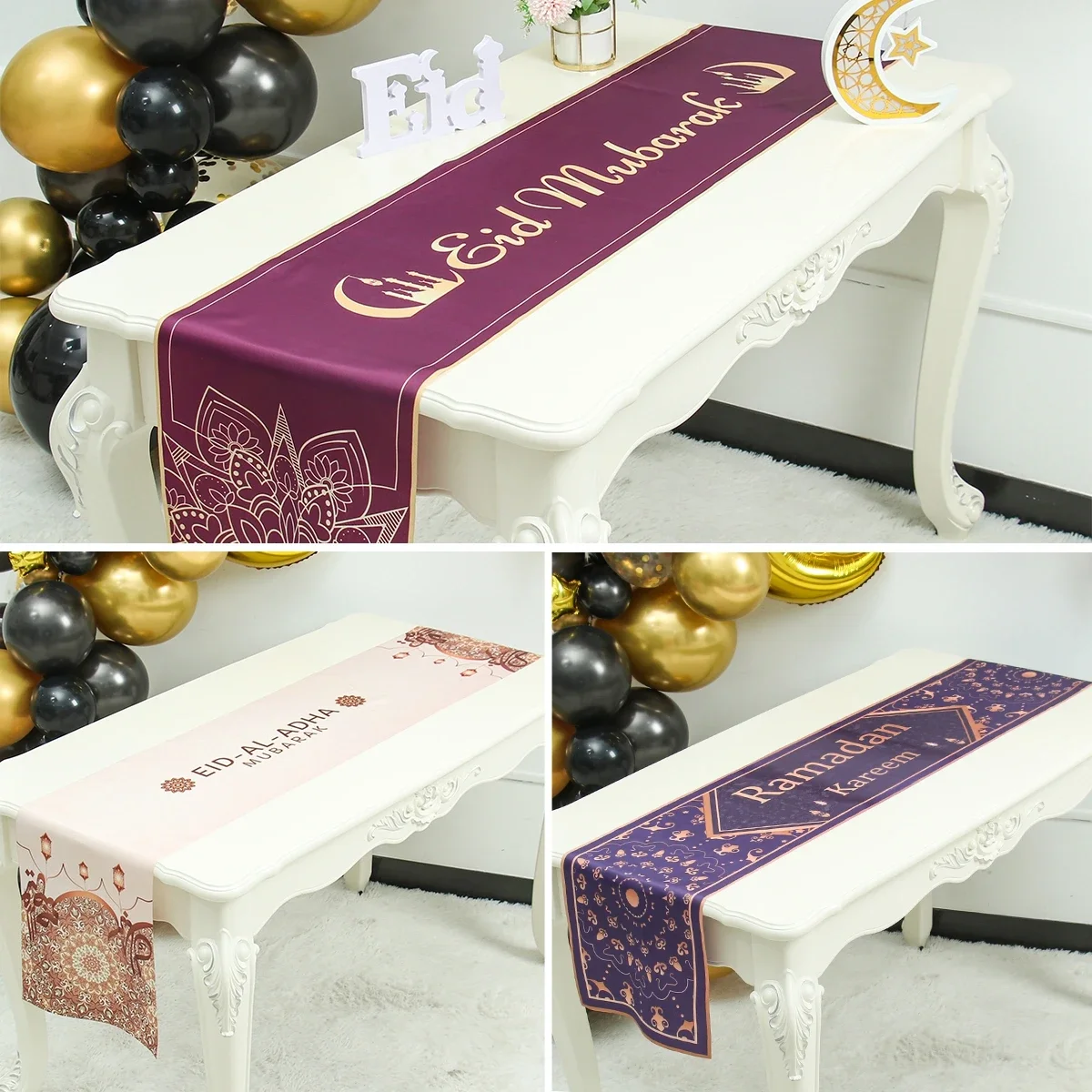 New EID Mubarak Table Runner Ramadan Decoration For Home Tablecloth Ramadan Kareem Eid Al Adha Gifts Islamic Muslim Party Decora