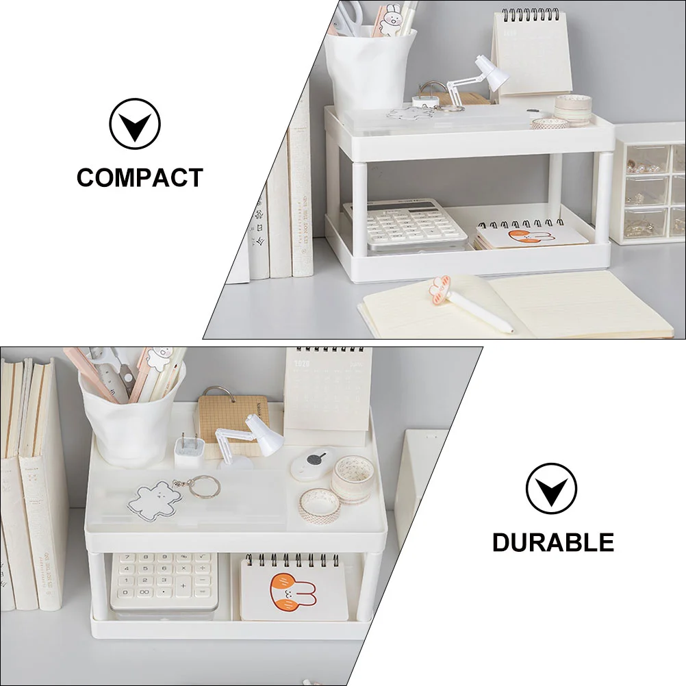 Storage Rack Shelving Stand Pvc Woodcommodity Double-layer Shelf Desktop Multifunction