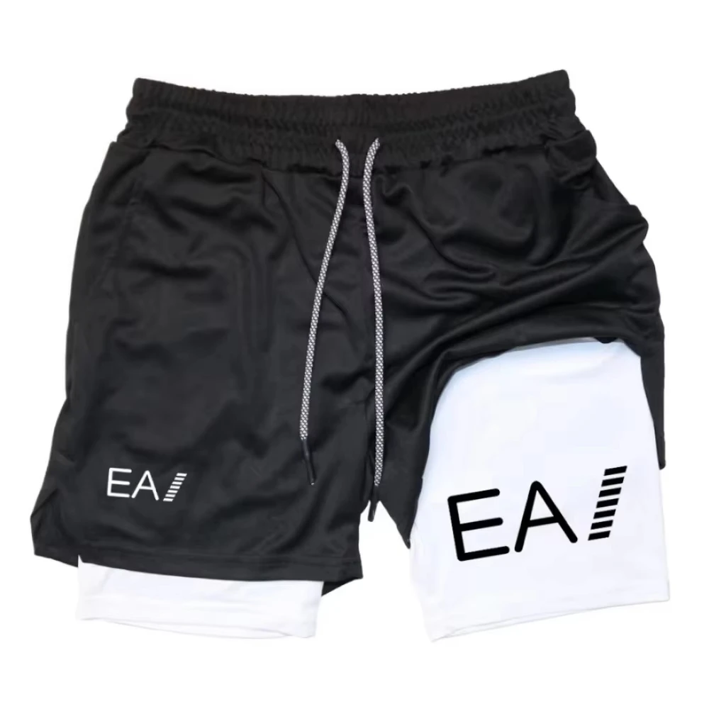 Men's hot selling 2-in-1 quick drying double-layer running shorts suitable for sports boxing training and fitness jogging shorts