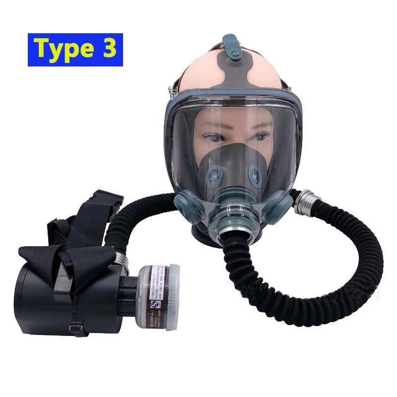 

Portable Electric Powered Air Supply Full Face Labor Industry Anti-Spray Paint Pesticide Chemical Gas Respirator Full Gas Mask