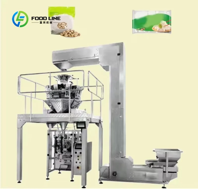 Automatic Vertical Packing Machine With Multihead Weigher for Chips Nuts Snacks Rice Coffee Bean High Speed Nitrogen Filling