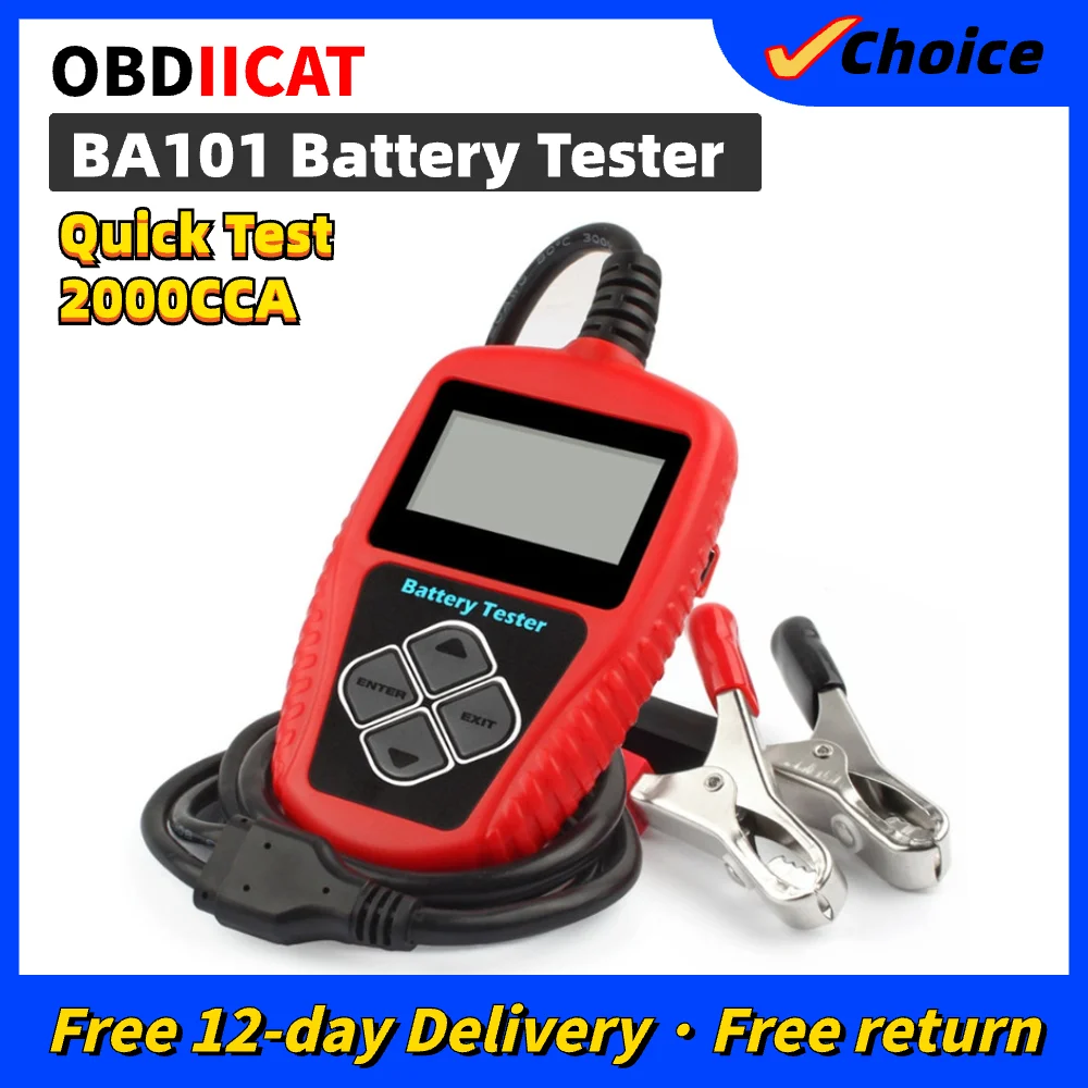 Car Battery Tester BA101 Diagnostic Tool 12V Digital Battery Tester 2000CCA with Multilingual with Accurate Result