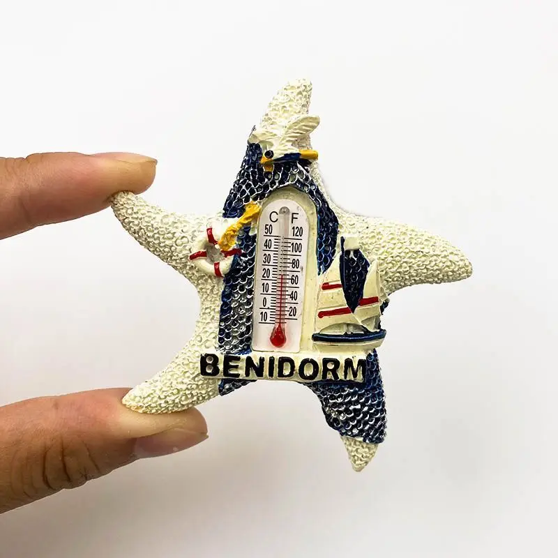 Imán de nevera con diseño de estrella de mar de alta calidad, recuerdo de viaje de Benidorm, personalizado
