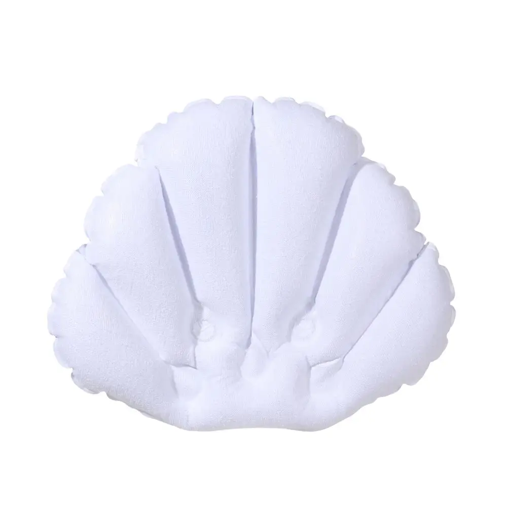 Soft Spa Neck Bath Pillow With Suction Cups Inflatable Terry Cloth Fan-shaped Neck Support Pillow Bathtub Cushion