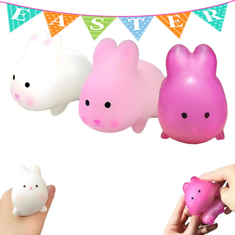 1-20PCS Creative Easter Color Changing Bunny Toy Soft Breathable Sun Activated Kawaii Stress Relief Squeeze Children Gift