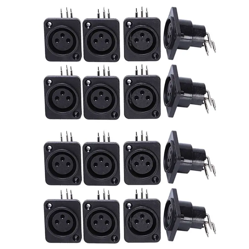 AYHF 40Pcs Black XLR 3Pin Female Jack Panel Mount Chassis PCB Socket Connector - view 5