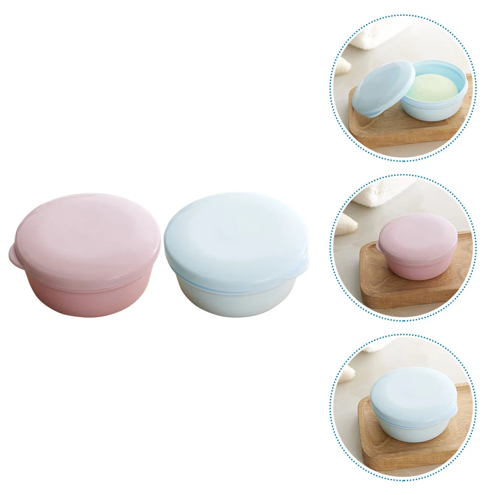 

2 Pcs Soap Dish with Lid Travel Decor Boxes Portable Sink Shower Round Dishes Household Cases Holder Container