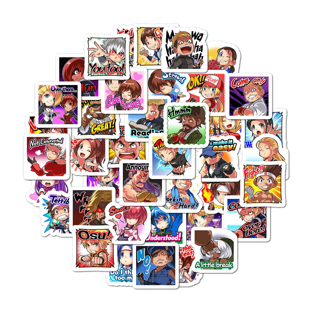 40Pcs Cartoon Q-version characters of King of Fighters Stickers Decals for Laptop Notebook Diary Funny Decoration Sticker Toys