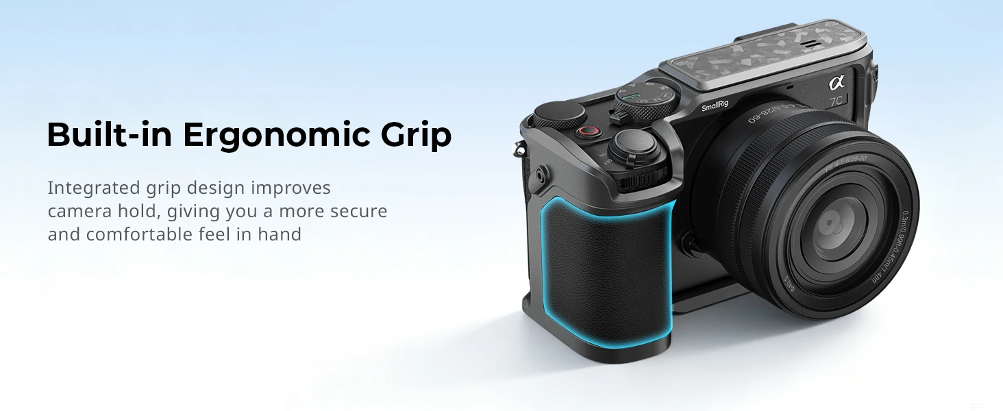 SmallRig Gehäuse für Sony Alpha 7C II / 7CR Tantalumgrau mit Blitzschuhabdeckung, integriertem ergonomischen Griff und vollständigem Schutz -5560 – Detail 6