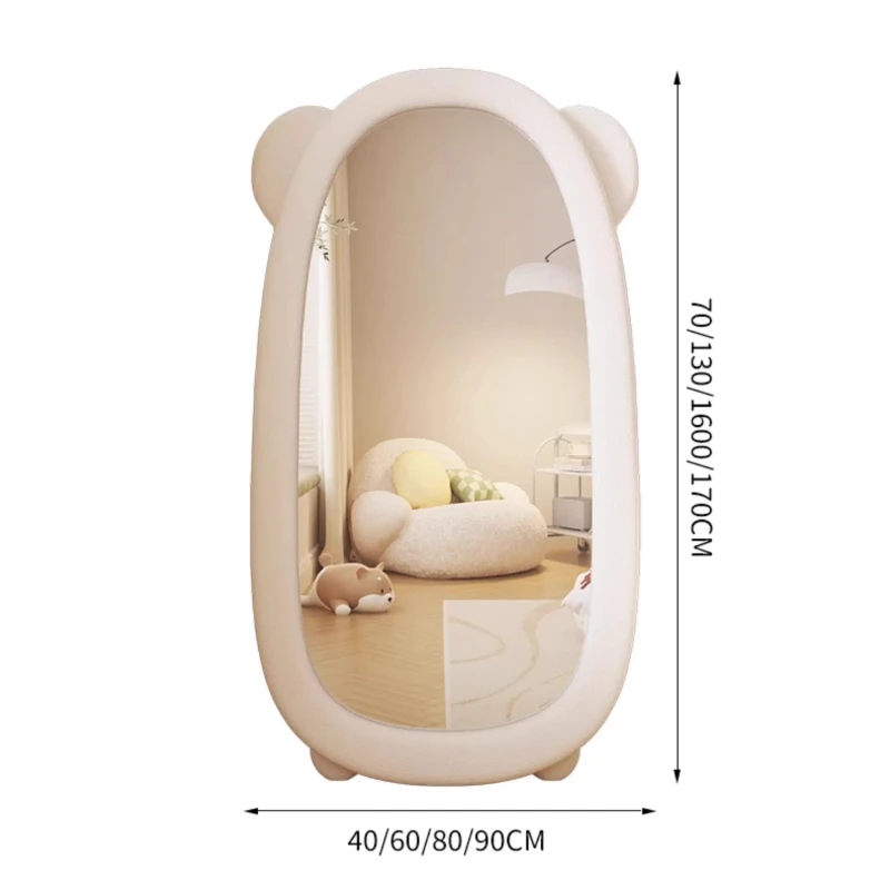 Cream style full-length dressing mirror Cute high-end interior minimalist large mirror Nordic elegant rétroviseurs de plancher