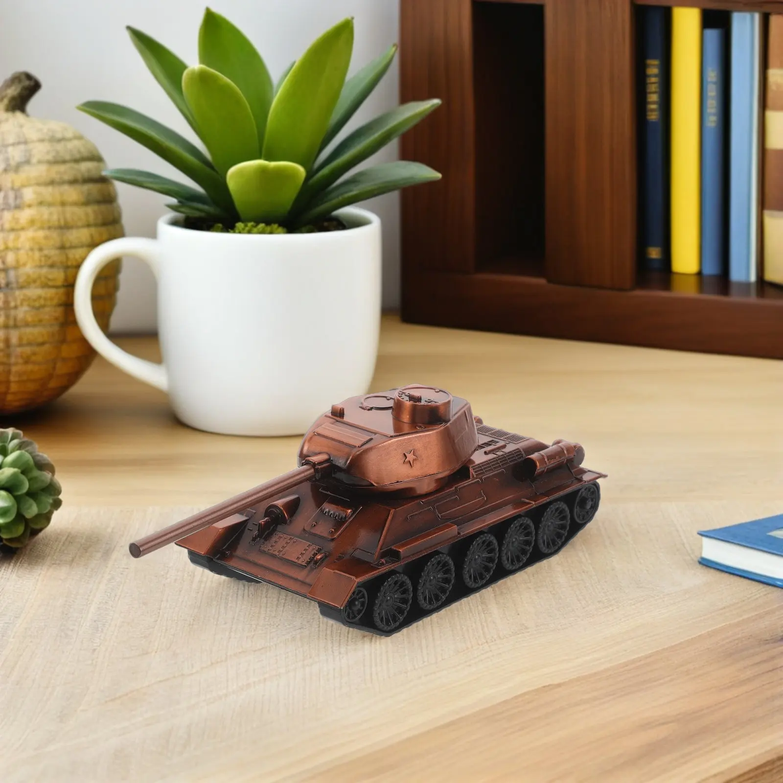

7 Inch Diecast Panzer Tank Metal Sculpture Realistic Armored Vehicle for Office Desk Shelf Display Case Decor