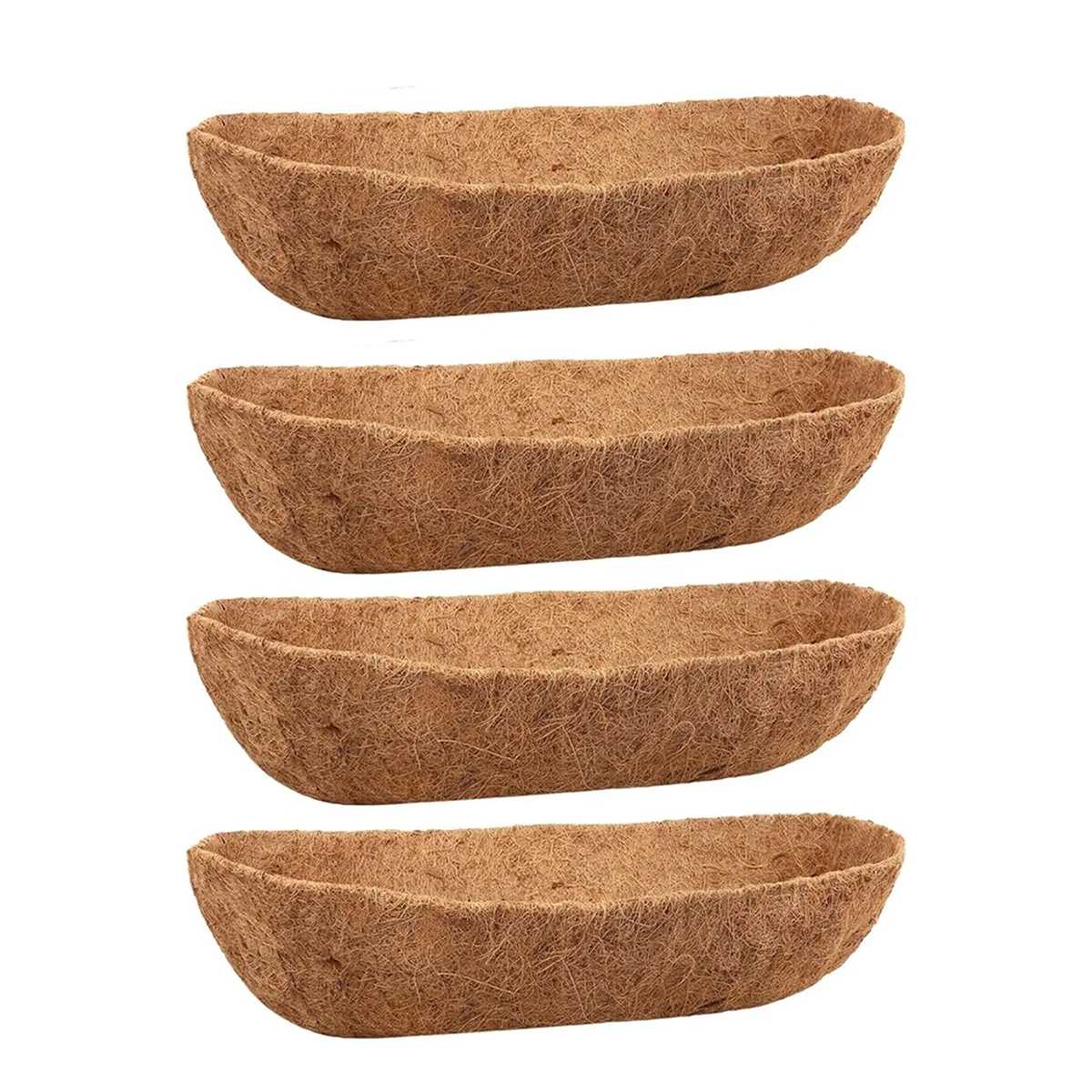 4 Pack 24 Inch Trough Coconut Liners, Natural Coconut Liners for Wall Planter, Window Basket Deck Railing Planter