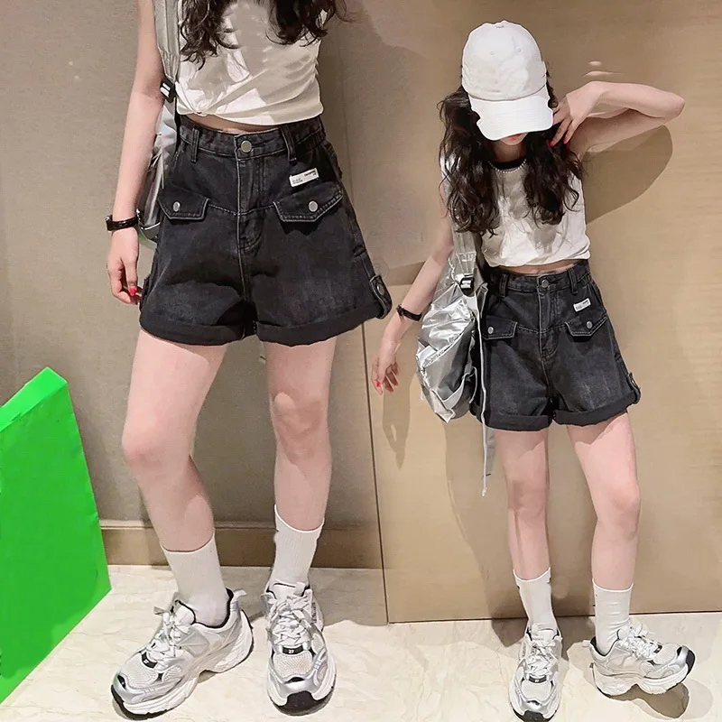 

Teenage Girls Solid Color Denim Shorts Summer New High Quality Jeans Shorts For Girls Clothes 5-14Years Fashion Short Pants