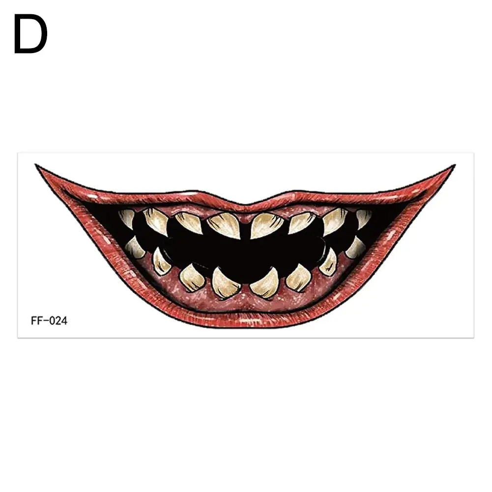 Halloween Horror Grote Mond Gezicht Sticker Grappige Make-Up Waterdichte Feeststickers Accessoires Kostuum Duivel Cosplay Tattoo P2y8