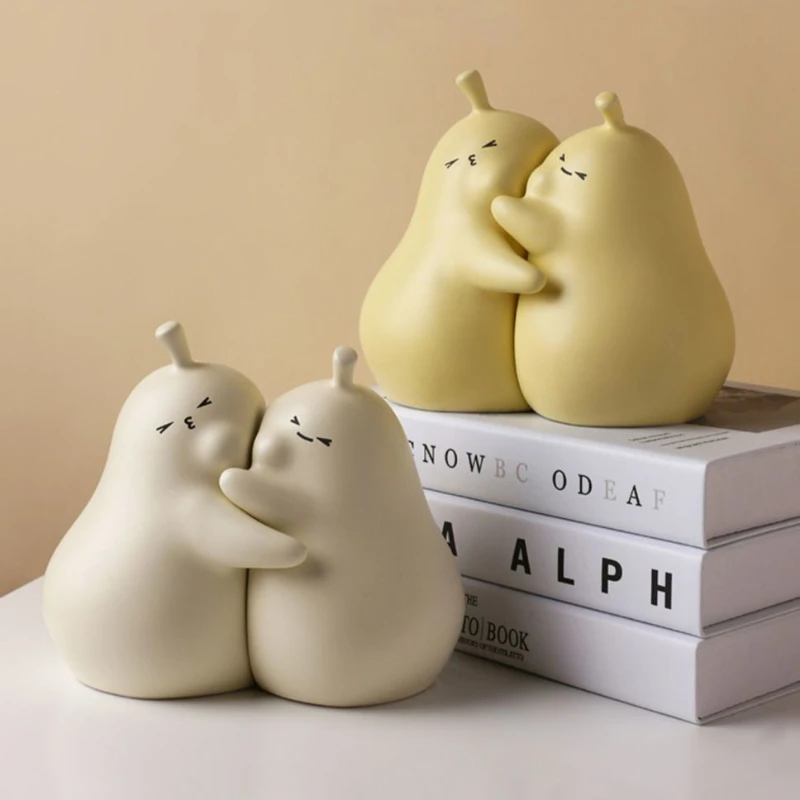 Lovely Big Hug Pear Ceramic Bookshelf Home Decoration Accessories Figurine Living Room Bookcase Children Room Decorations Gift