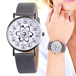 Senhoras relógios de design criativo elemento químico marcadores molécula padrão pulseira de couro quartzo relógio de pulso чwristwatch wristwatch wristwatch wristwatch wristwatch wristwatch wristwatch wristwatch wristwatch чче е е wristwatch wristwatch